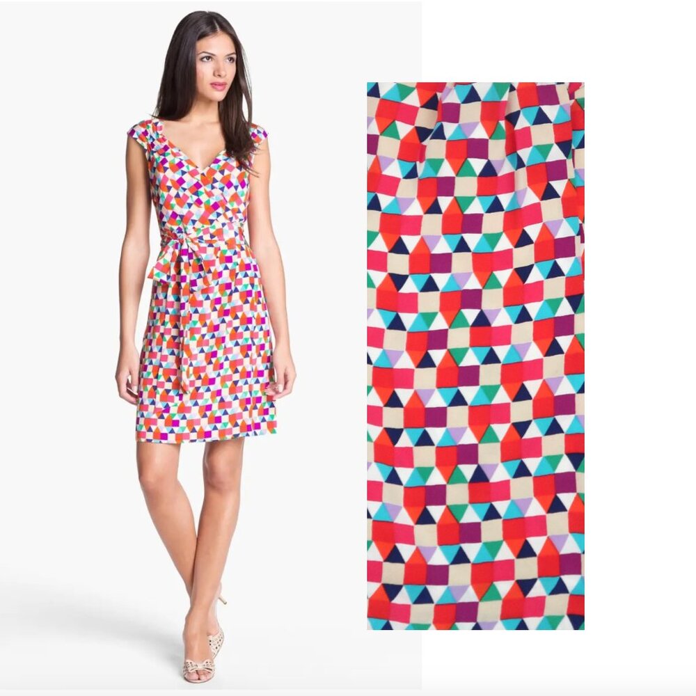 KATE SPADE Cathleen silk wrap dress sz 2 Geometric print